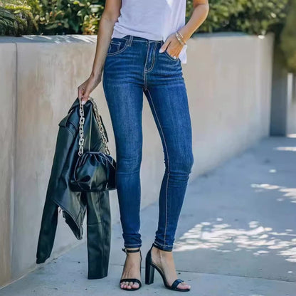 Stretch Mid Waist Skinny Jeans