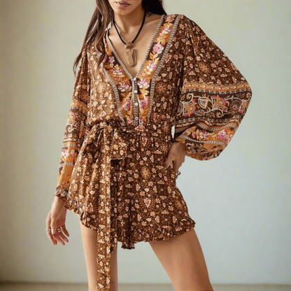 Boho Floral Mini Romper