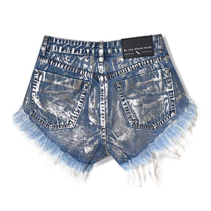 Short en jean style boyfriend avec rivets