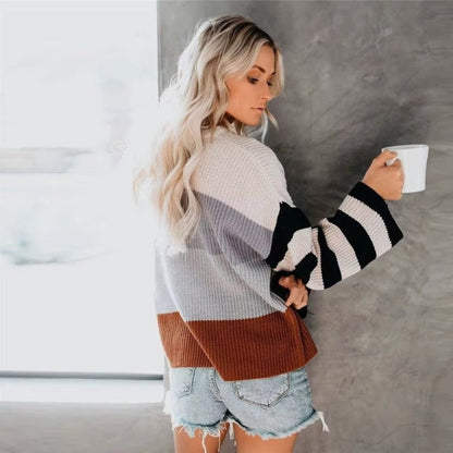 Boho Striped Casual Pullover Knit Sweater