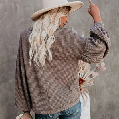 Boho-Strickoberteil mit Laternenärmeln