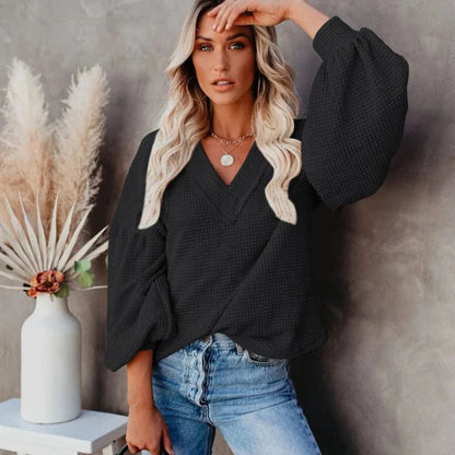 Boho-Strickoberteil mit Laternenärmeln