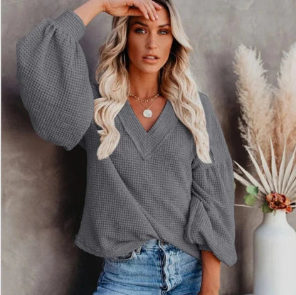 Boho-Strickoberteil mit Laternenärmeln