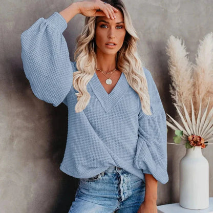 Boho-Strickoberteil mit Laternenärmeln