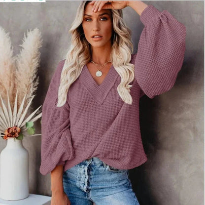 Boho-Strickoberteil mit Laternenärmeln