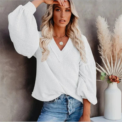 Boho-Strickoberteil mit Laternenärmeln