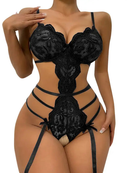 Bows And Ties Lace Teddy Lingerie