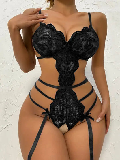 Bows And Ties Lace Teddy Lingerie