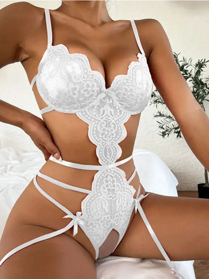 Bows And Ties Lace Teddy Lingerie