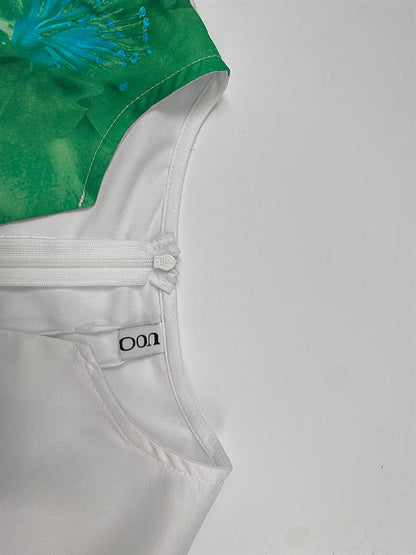 A-Line Loose Flower Print Pleated V-Neck Midi Dresses