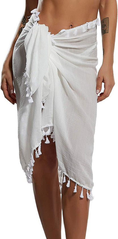Women Beach Sarong Wraps with Tassels Swimsuit Coverup Summer Bathing Suit Cover Up Casual Swimwear