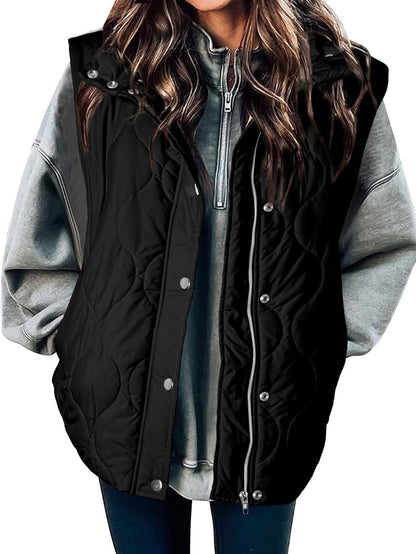 Lässige Pufferweste für Damen, leicht, gesteppt, mit Knopfverschluss, Stehkragen, ärmellos, Jacke, Mantel, Oberbekleidung 2025, modische Damenbekleidung, Herbst-Winter-Outfits