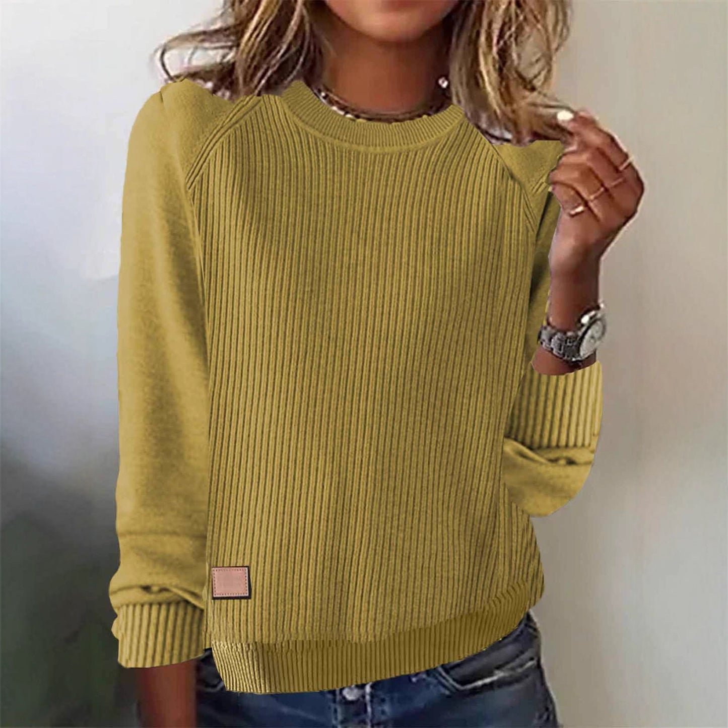 Coffee Plain Round Neck Sweater - Seldom Seen Styles
