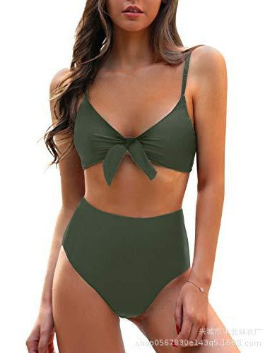 Womens High Waisted Bikini Set Tie Knot High Rise Two Piece Swimsuits Bathing Suits - Seldom Seen Styles