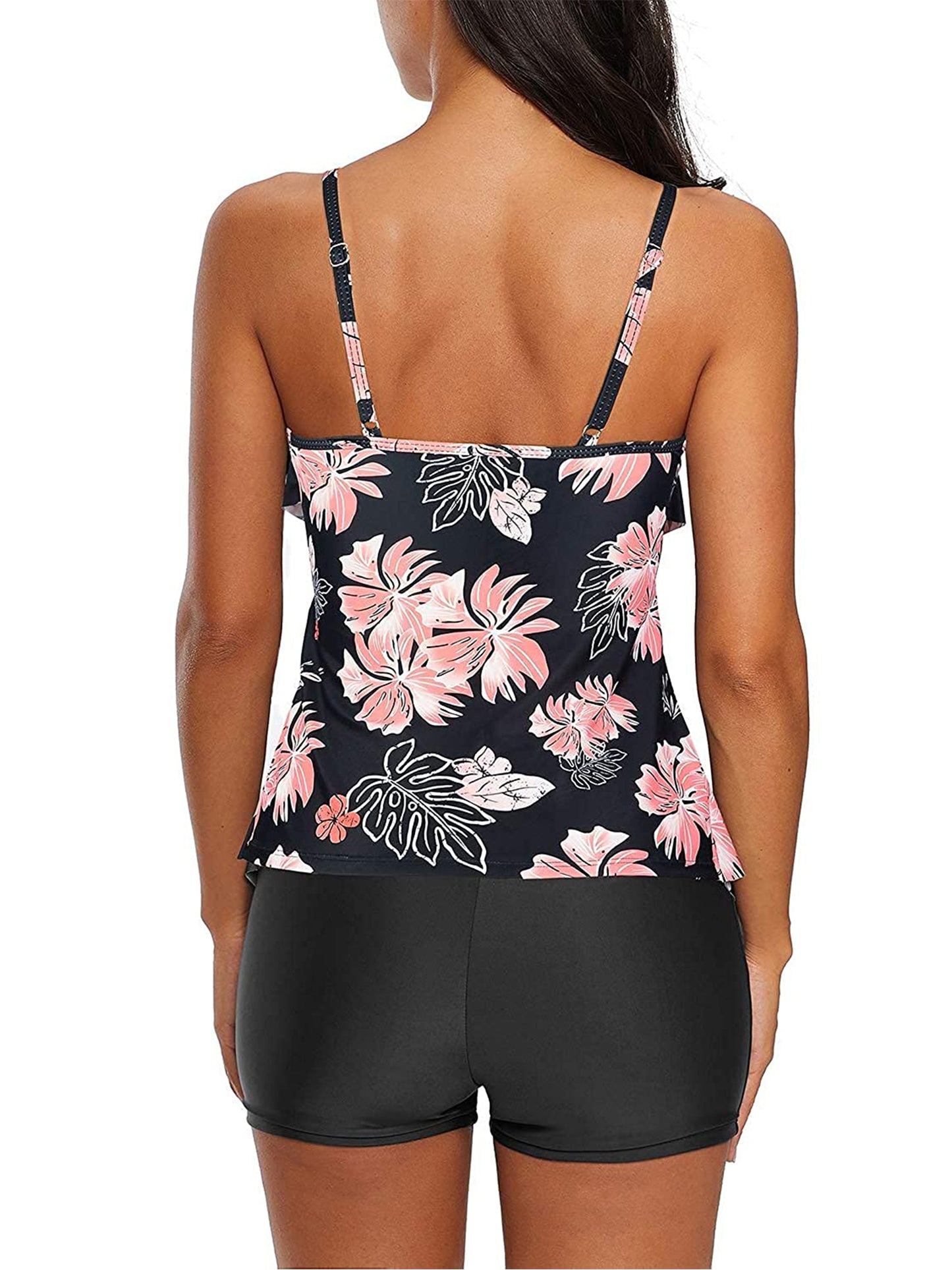 Swimsuits for Women Layered Ruffle Flounce Tankini Top with Boyshorts Two Piece Bathing Suits - Seldom Seen Styles