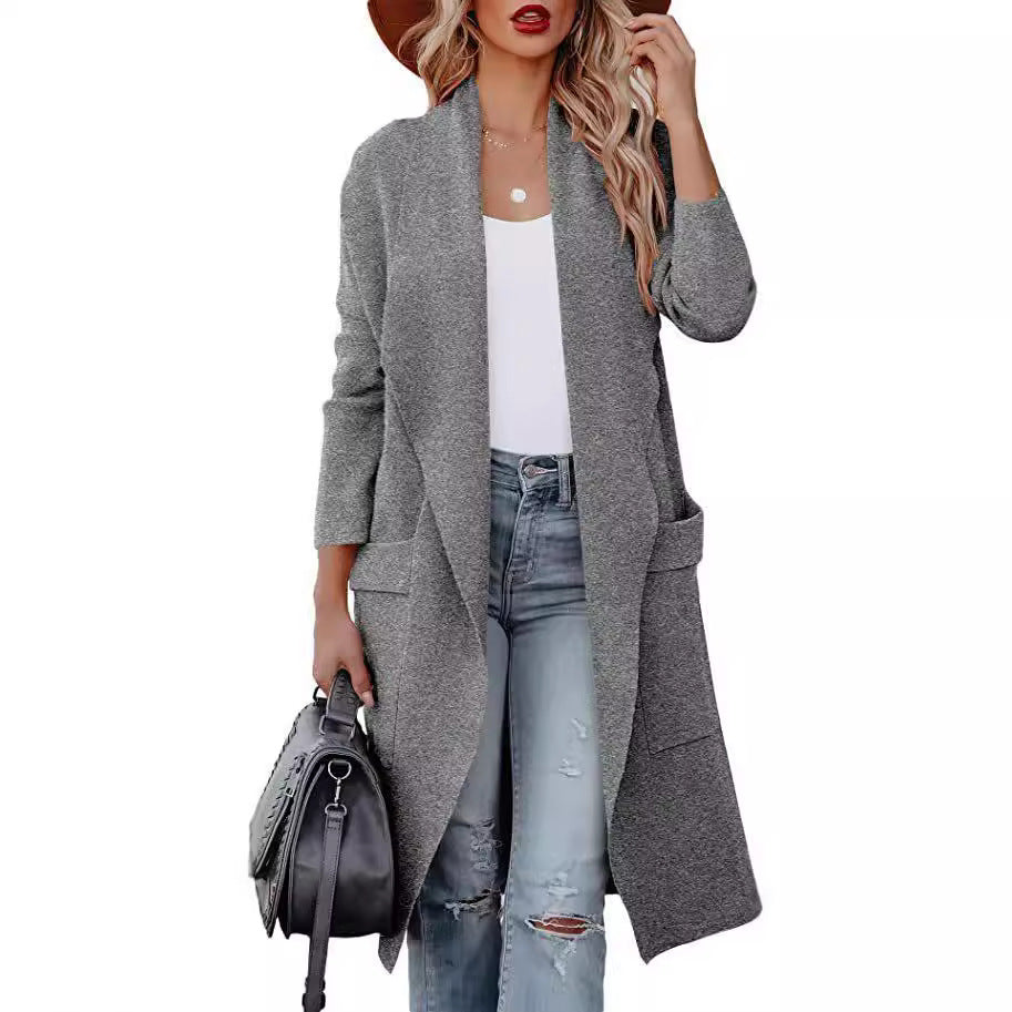 Upscale2024Autumn and Winter Coat Amazon Fall European and American Women's Clothing Casual Long Women's Woolen Slimming Coat Women's