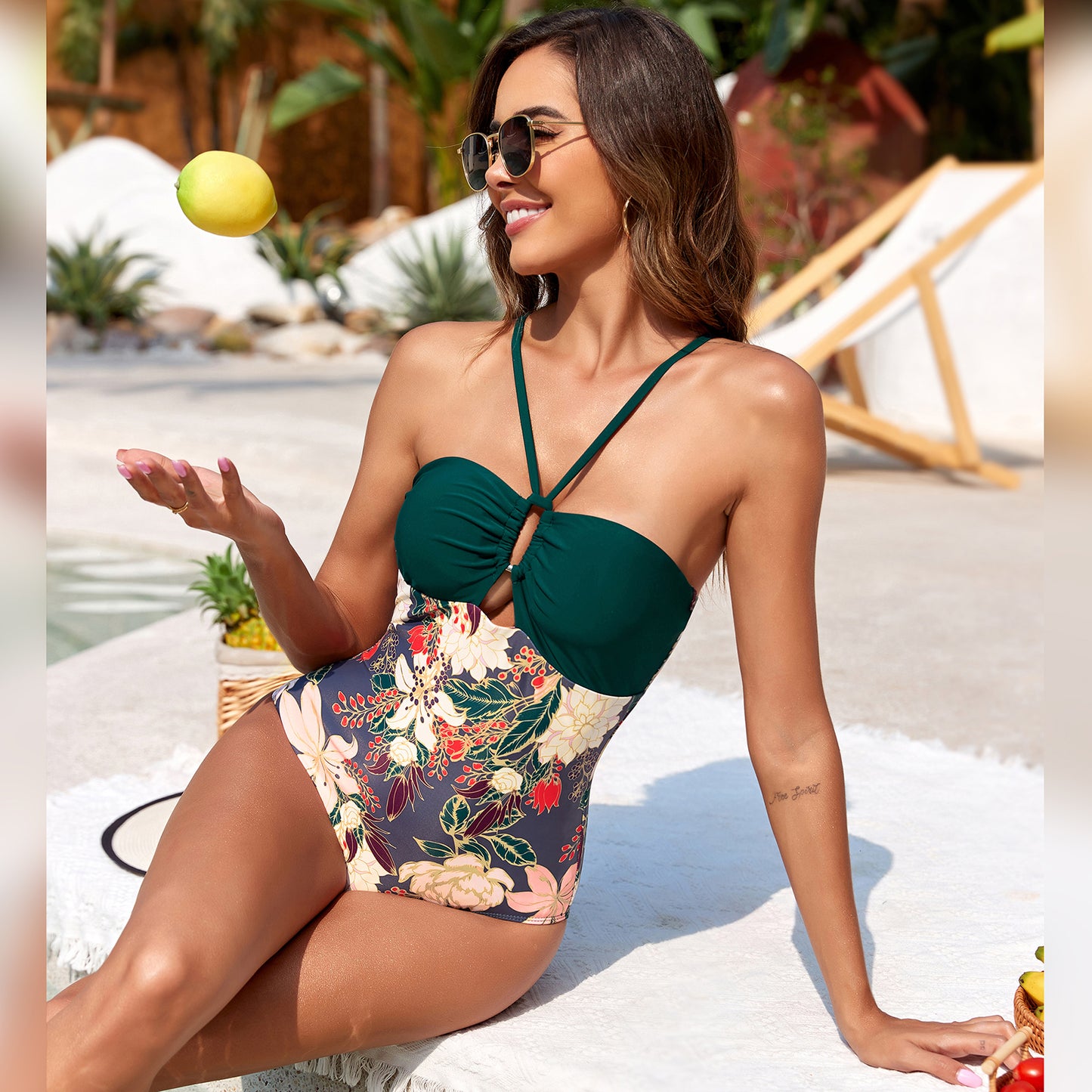 Cover Up Skirt Floral Print One-Piece Swimsuits (Women’s) - Seldom Seen Styles