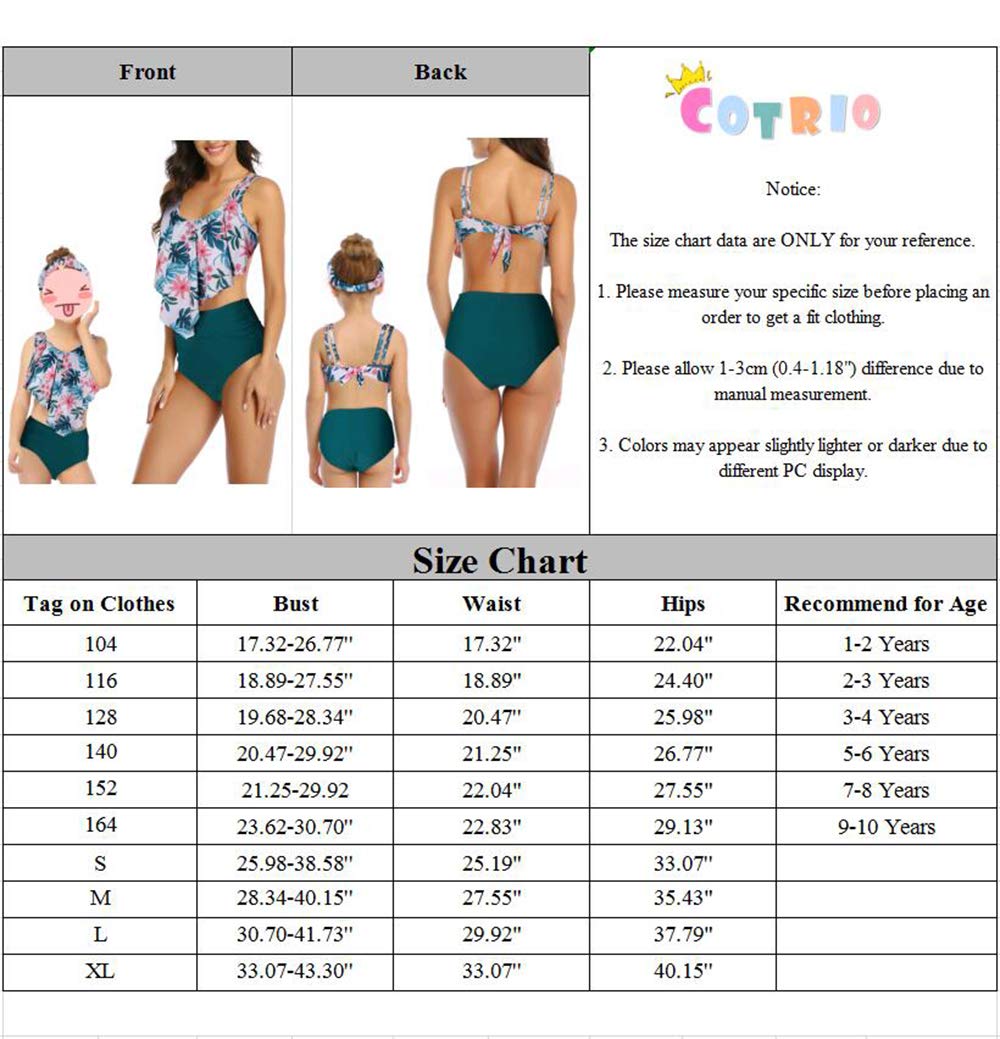 Family Matching Swimwear Mother Daughter Women Kids Girls Floral Green Leaves Printed Bikini Two-Piece Swimwear Suits - Seldom Seen Styles