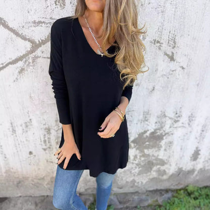 Long Sleeve V Neck Sweaters for Women Baggy Fall Fashion Casual Pullover Lightweight Sweaters for Women
