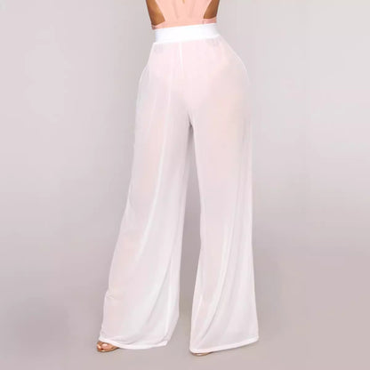 Damen-Überzugshose, transparente Bikinihose, Badeanzug-Überzug, Strandhose mit weitem Bein