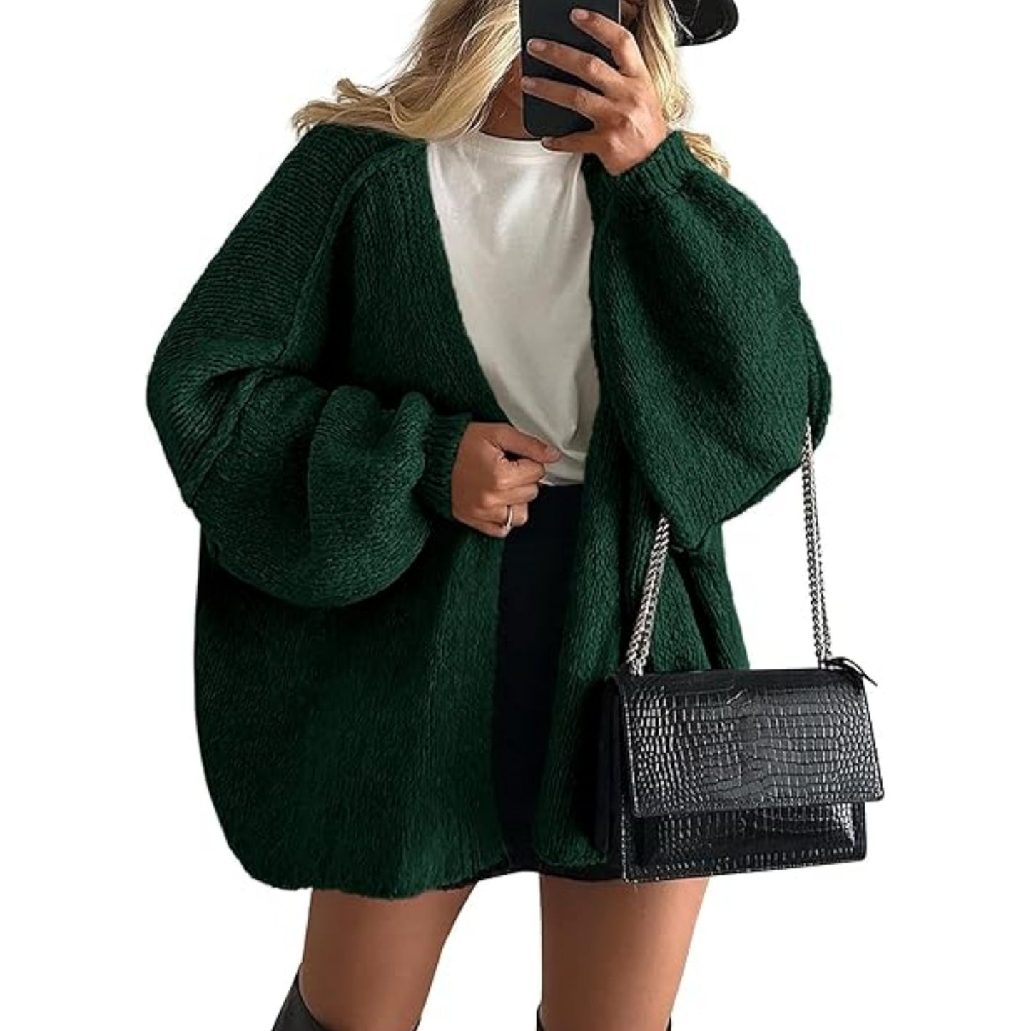 Women's Oversized Cardigan Sweater Fall Long Lantern Sleeve Knit Open Front Lightweight Sweater Knitwear Tops - Seldom Seen Styles