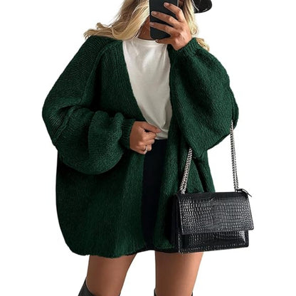 Women's Oversized Cardigan Sweater Fall Long Lantern Sleeve Knit Open Front Lightweight Sweater Knitwear Tops