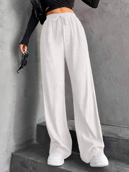 Women's Wide Leg Sweatpants Baggy Pants Lounge Yoga Knit Waisted Comfy Striped Workout Pants