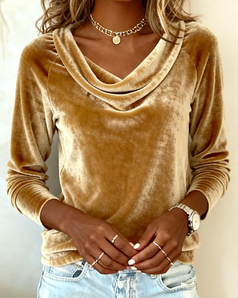 Margaret - Luxurious Velvet Drape-Neck Top - Seldom Seen Styles