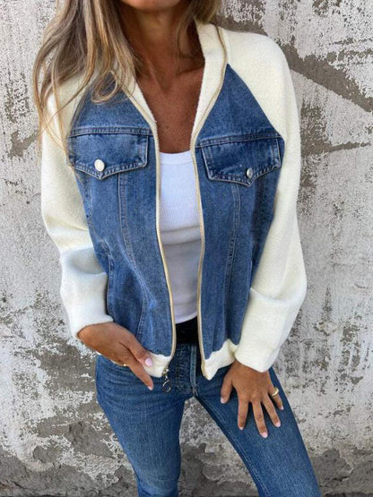 Casual V-neck Zipper Jacket