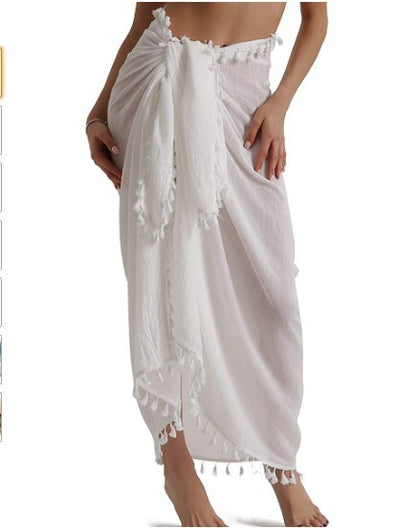Women Beach Sarong Wraps with Tassels Swimsuit Coverup Summer Bathing Suit Cover Up Casual Swimwear