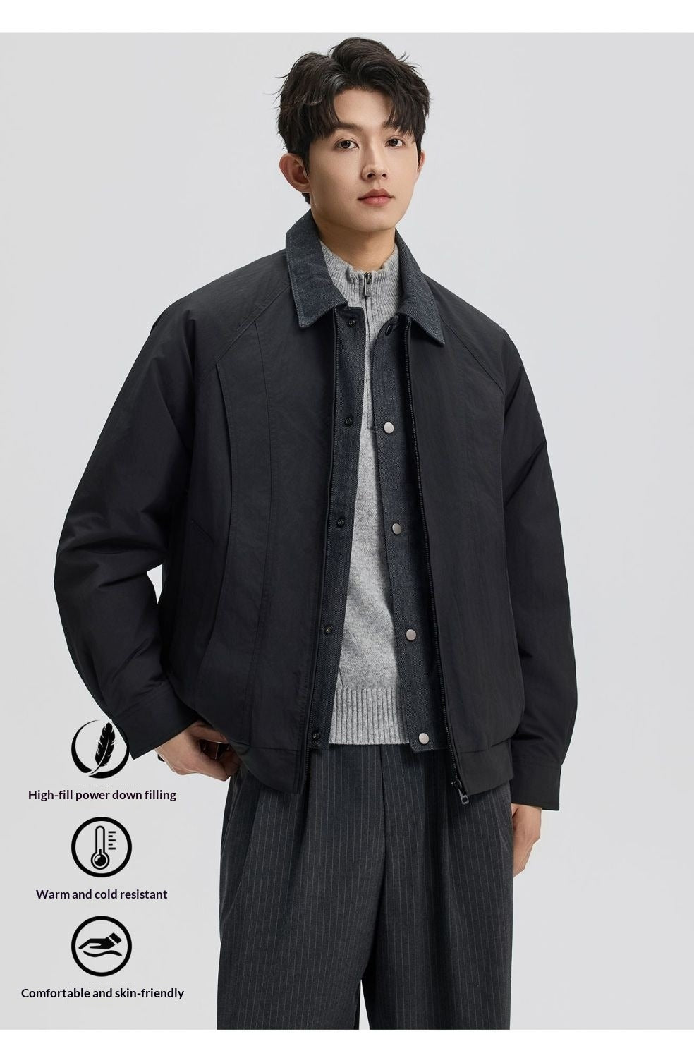 new winter men's down jacket 90 duck down two fashion trend coat lapel outdoor jacket