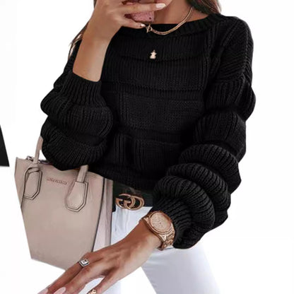 Casual round Neck Pullover Autumn Women's Sweater  Long Sleeve Loose Quality Thick Knitted Cute Top