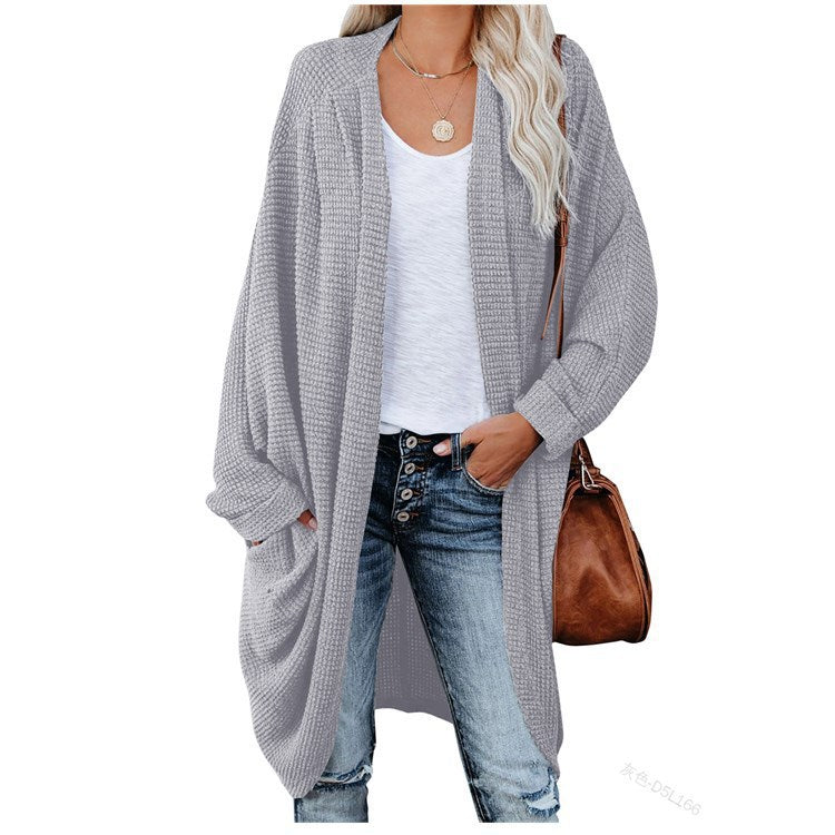 11Color Amazon Women's Cardigan Long Sleeve Cardigan Jacket Large Sweater Loose Bohemian Style Pocket Coat