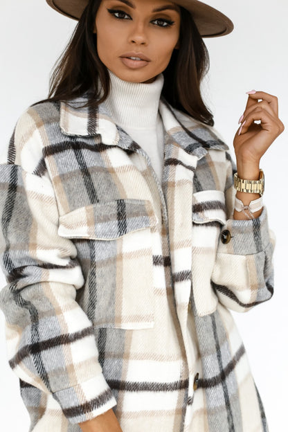 European and american hot2023ebay Amazon Winter New Women's Clothing Fashion Plaid Single-Breasted Coarse Wool Coat