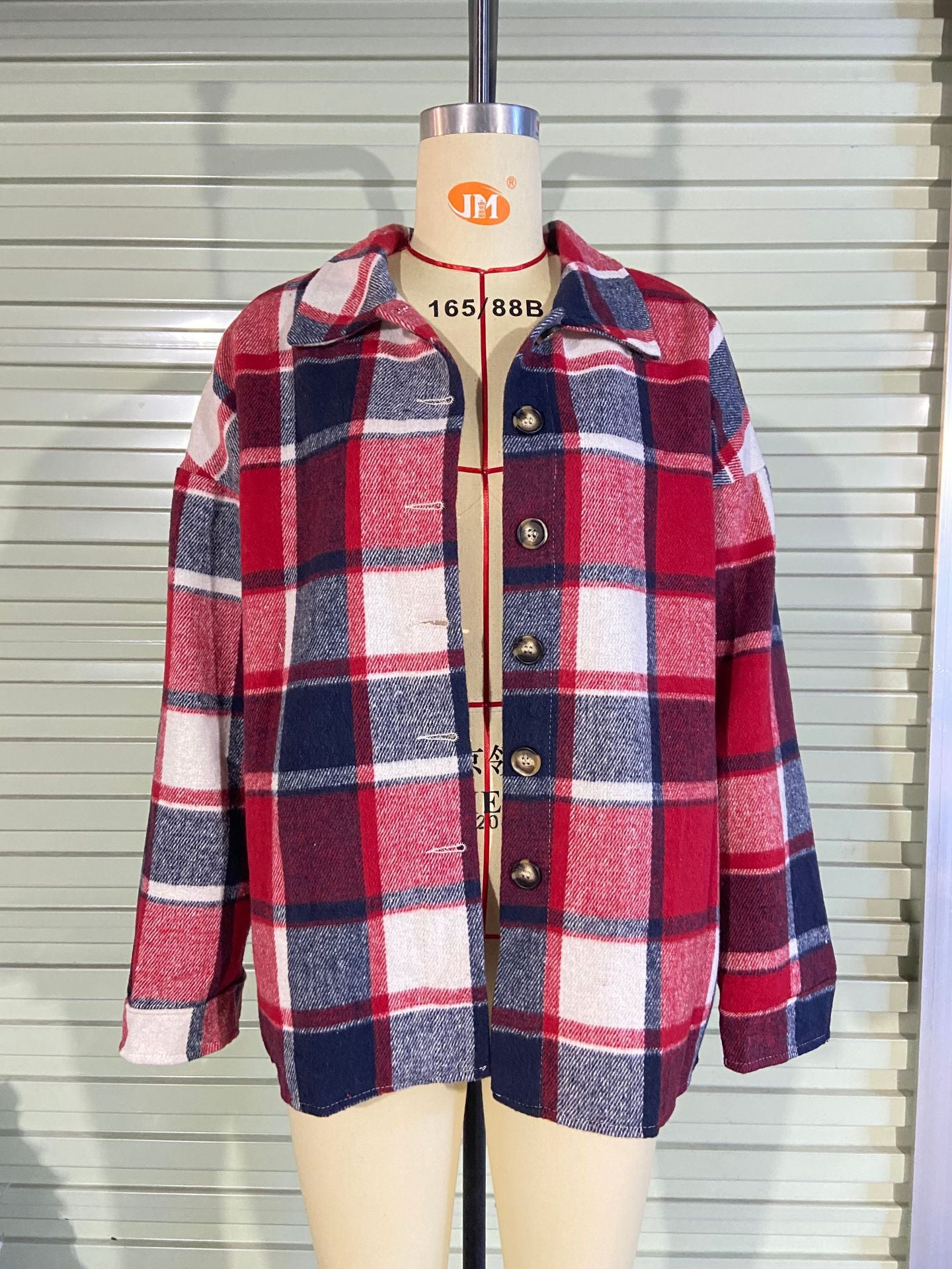 European and american hot2024ebay Amazon wish Autumn and Winter New Fashion Large Plaid Shirt Women's Woolen Coat