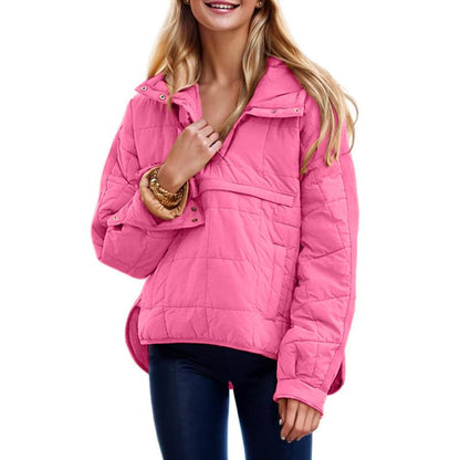 Womens Oversized Hooded Puffer Jacket Lightweight Pullover Hoodies Quilted Dolman Long Sleeve Warm Winter Coat
