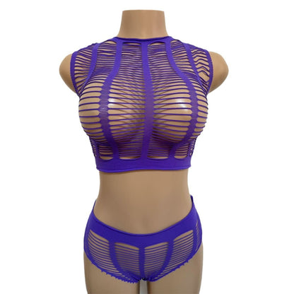 Sexy Lingerie Fishnet Bodysuit Tube Top Bikini One-Piece Mesh Bodycon Dress