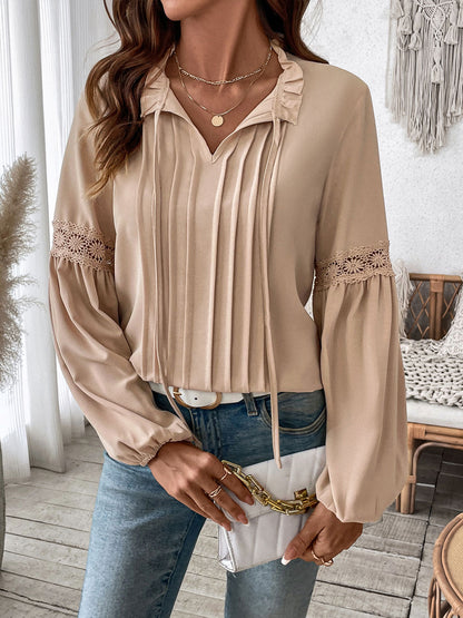 Womens Tops Dressy Casual Long Sleeve Shirts V Neck Chiffon Blouses Fall Outfits for Women 2025