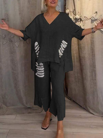 Ensemble deux pièces à taille élastique