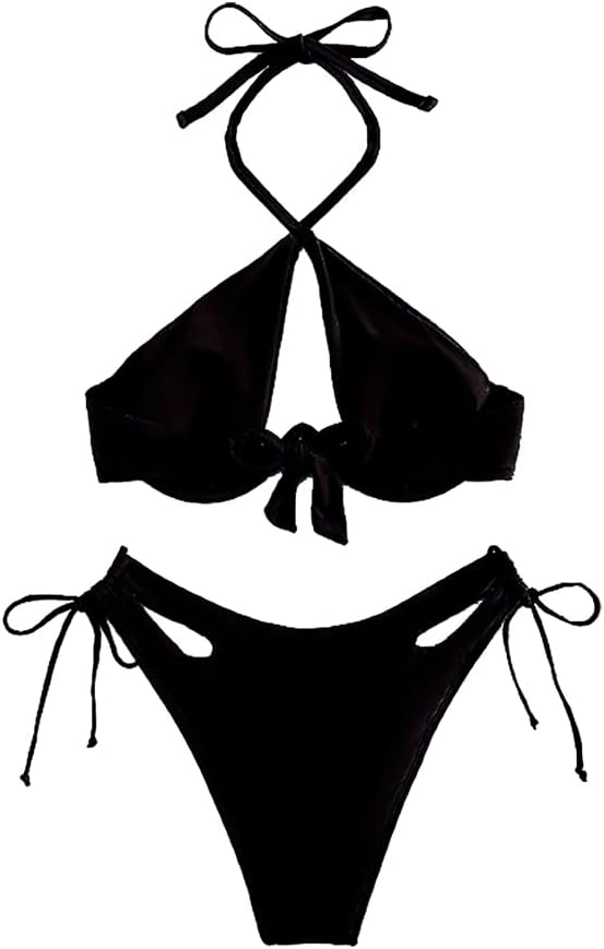 Sexy Bikini for Women Underwire Swimsuits Spaghetti Strap Swimwear Criss Cross Halter Bathing Suit 2 Piece - Seldom Seen Styles