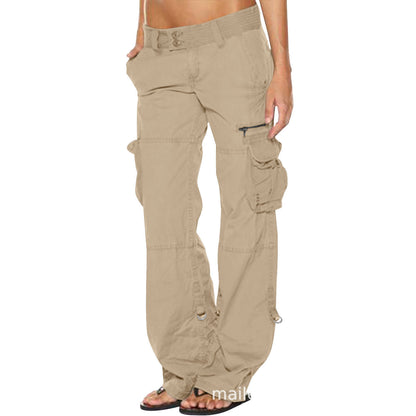 low rise khaki cargo pants