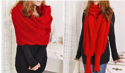 V-Shaped Cross off-Shoulder Knitted Sexy Pullover Sweater Scarf