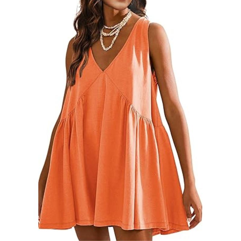 Women's Summer Sleeveless Mini Dress Casual Loose V Neck Sundress with Pockets - Seldom Seen Styles