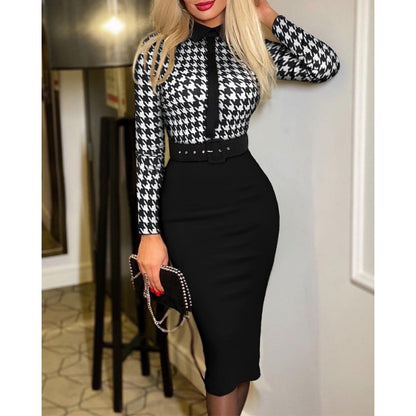 Women Elegant Dresses Long Sleeve Tops Skinny Mini Dress Spring Autumn Slim Party Dress Blouse Trendy Skirts Long Dress Clothing