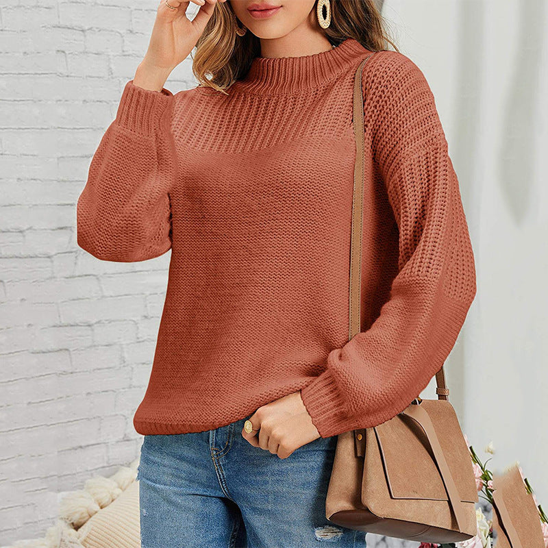 2024Autumn and Winter Solid Color Sweater Women's Long-Sleeved Sweater Cross-Border European and American Women's Clothing Amazon Sweater Women