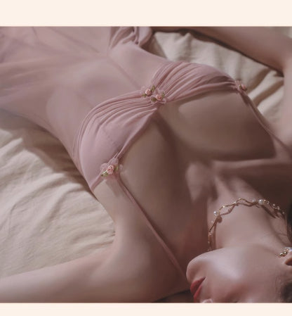 Pure Desire Sexy Women's Set Temptation No-Strap Erotic Nightwear Small Chest Mesh See-Through Lingerie1042