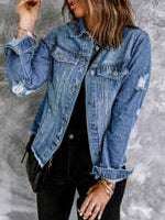 Vestes en jean décontractées pour femmes, style boyfriend délavé, non extensible, effet usé, revers déchiré, manches longues, vêtements d'extérieur, hauts, tenues printemps 2025, Dealsforyoudays