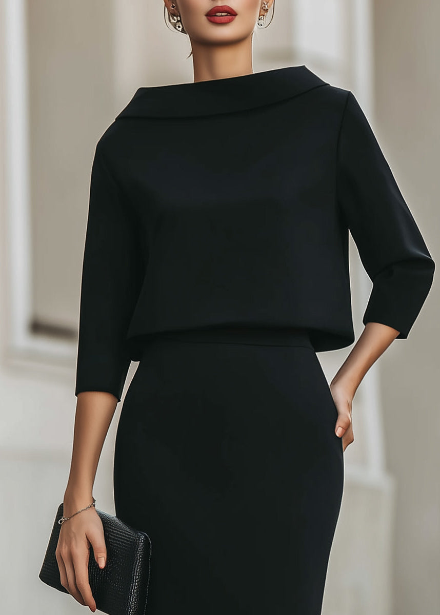 Ceylan Women’s Boat Neck Midi Skirt Set with Elegant 3/4 Sleeves - Seldom Seen Styles