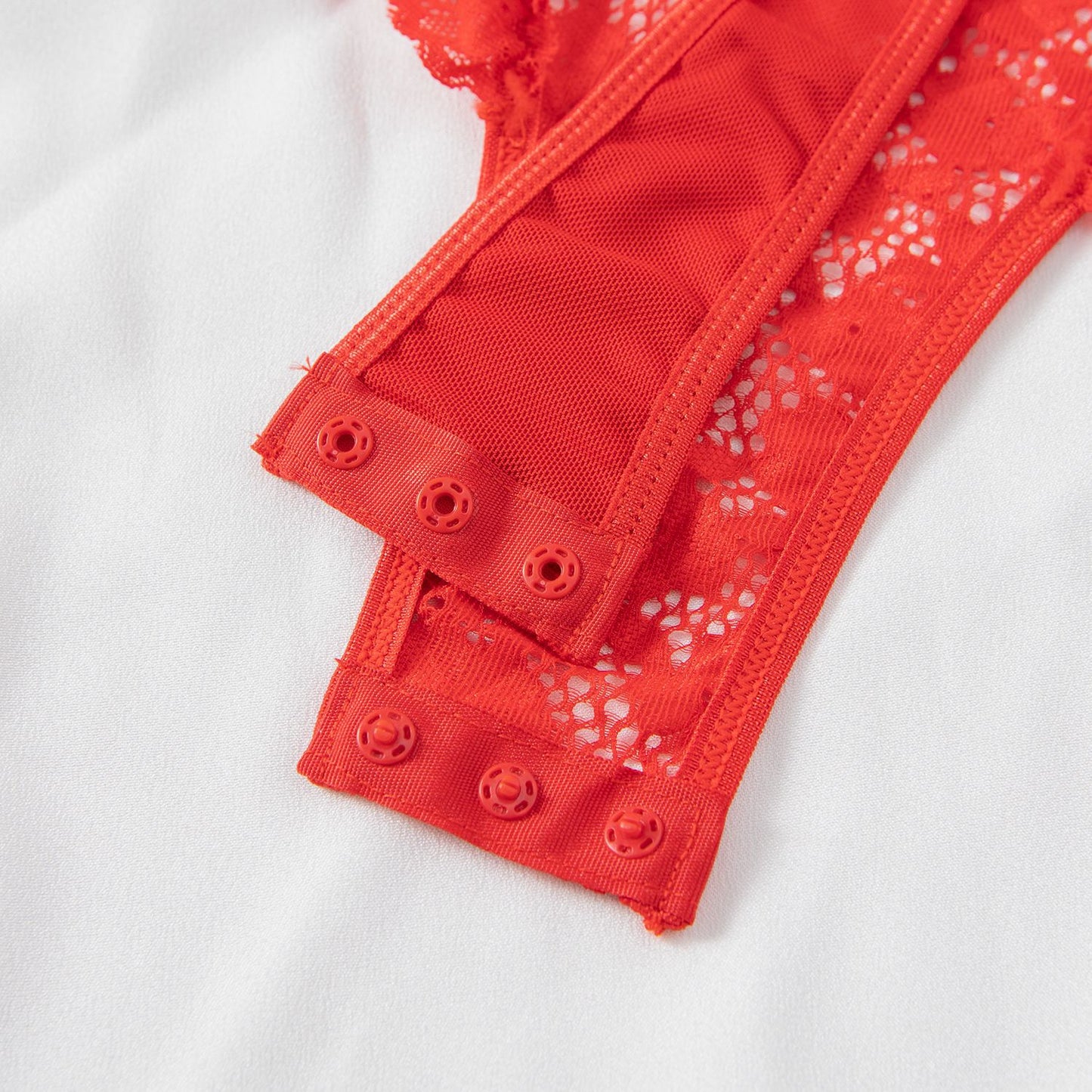 Women Sexy Lingerie Bodysuit Floral Lace Teddy Babydoll Snap Crotch Ruffle One Piece with Thigh Bands