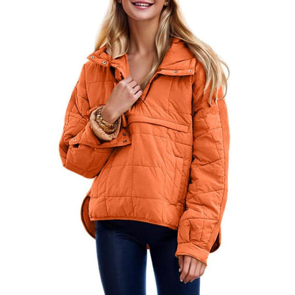 Womens Oversized Hooded Puffer Jacket Lightweight Pullover Hoodies Quilted Dolman Long Sleeve Warm Winter Coat